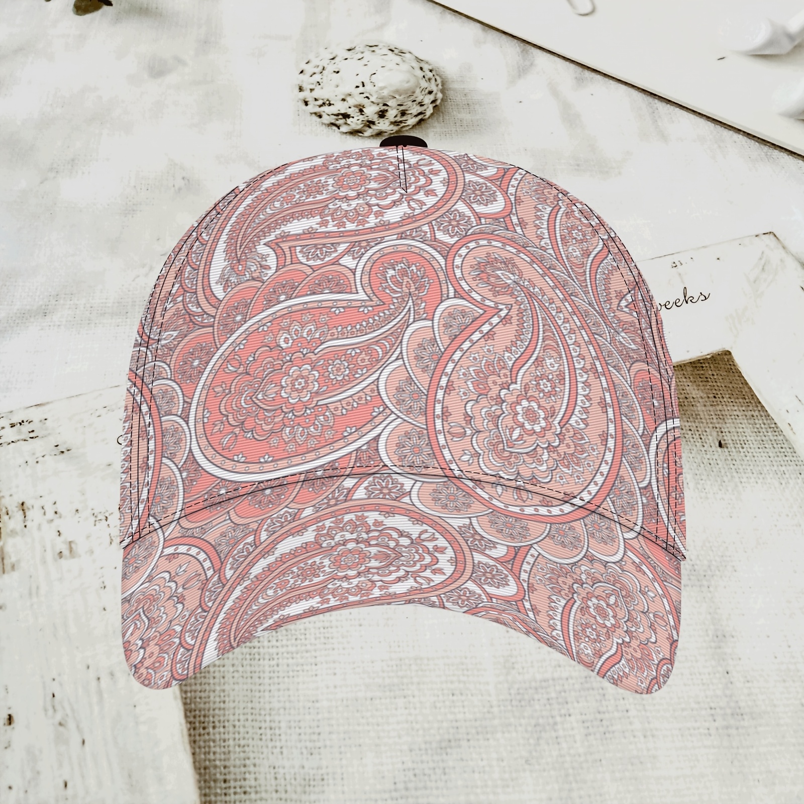 TEMU Vintage Paisley Floral Baseball , Adjustable Snapback, Lightweight And Breathable Unisex Hat, Ideal For Sports, Travel, And Outdoor Activities,