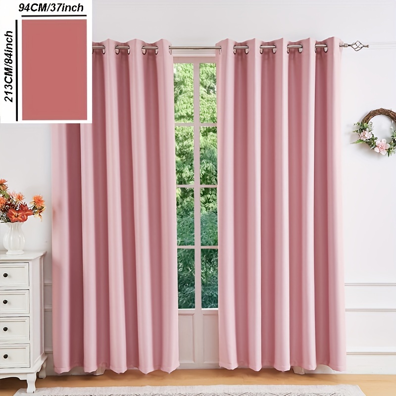 TEMU 2pcs 100% Shade Polyester Cordless Modern Romantic For Living Room, Garden, Bedroom, Balcony, Bathroom, Kitchen, Curtain,, Fashion Shade