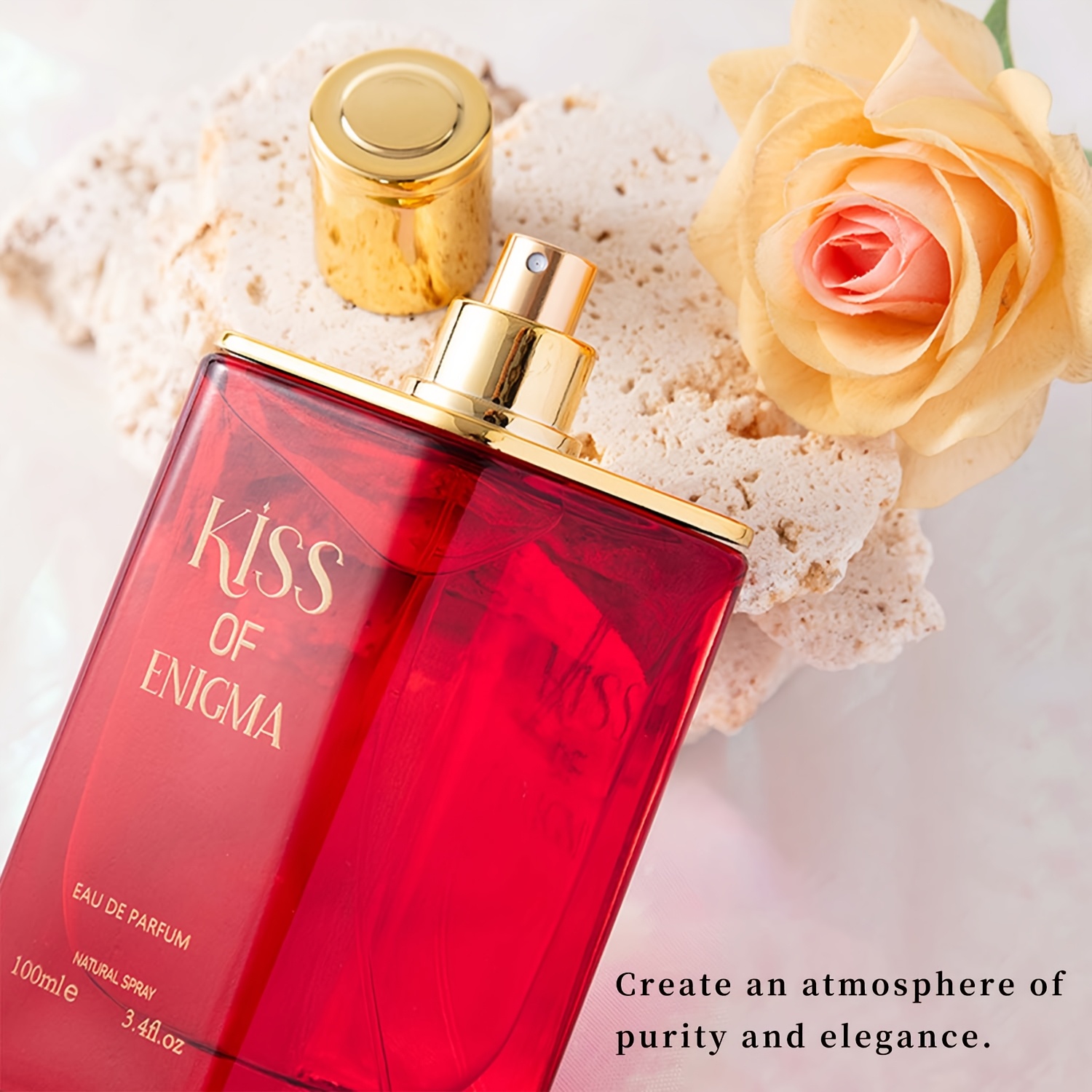 Mystery Kiss Women'S Eau De Toilette 100ml/3.4oz Long-Lasting Floral Scent Perfume - Elegant Red Liquid Perfume with Golden Cap, Daily Wear & Special Occasions, Sensitive Light Safe, 2025 Latest Edition, Sophisticated Gift for Women