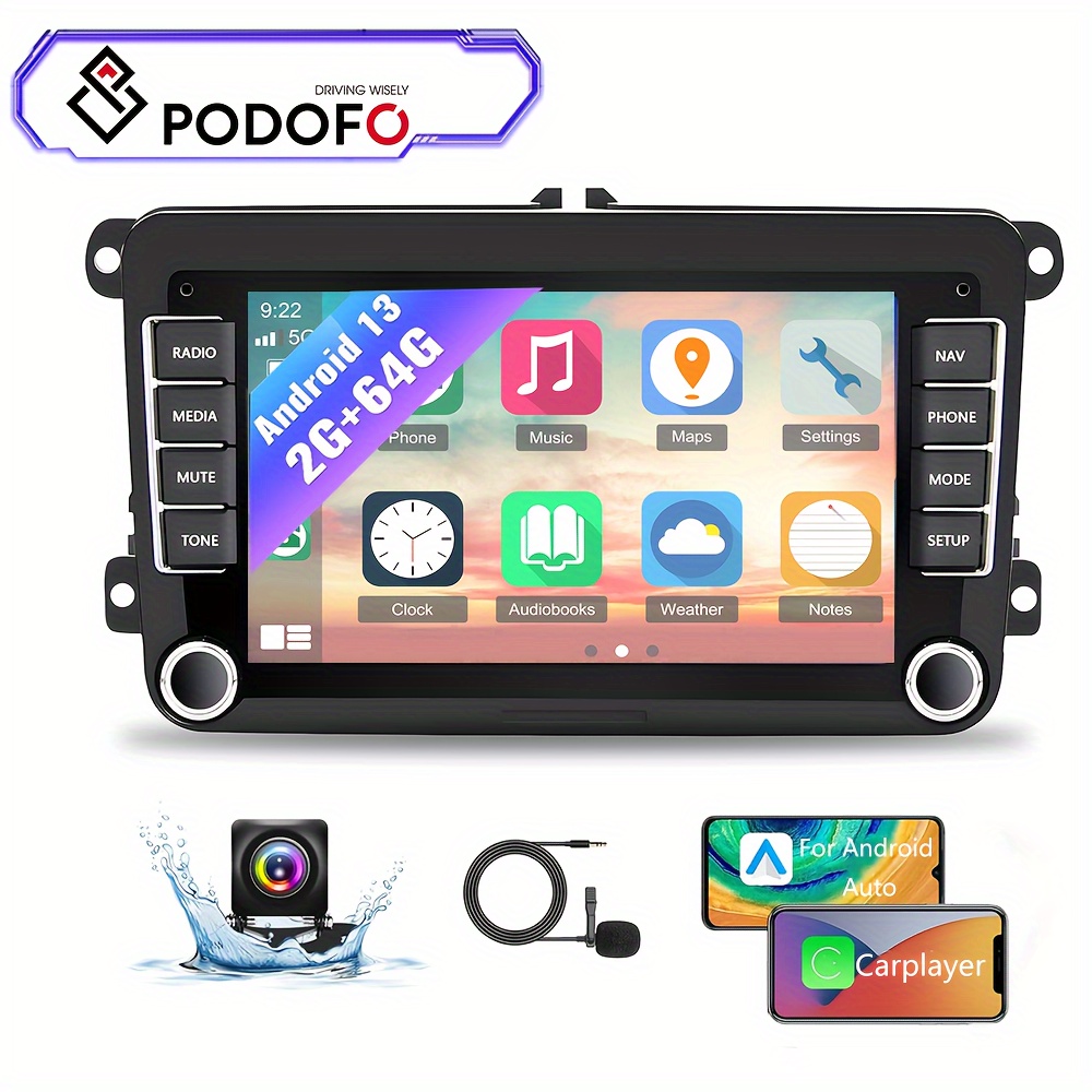 

Podofo 2g+64g Car Stereo For Vw Seat For Golf For For For For Tiguan For 7 Inch Double Din Touchscreen Wireless With Carplayer For Auto Gps Navigation Wifi Fm Backup Camera Mic