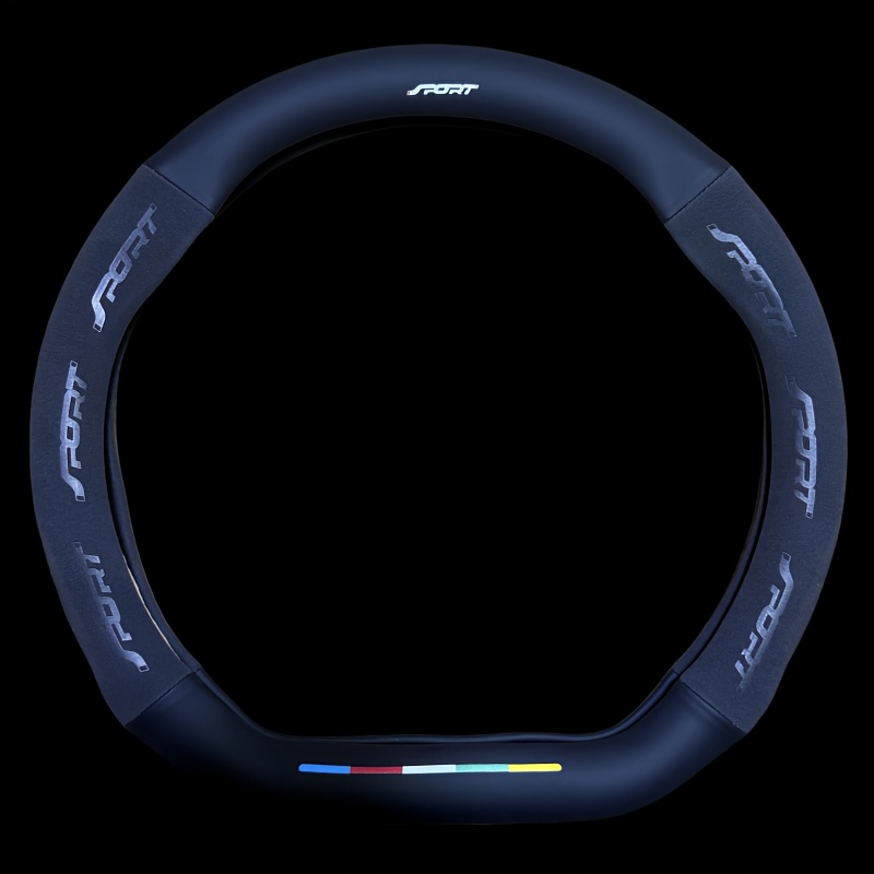 matte carbon fiber texture pu leather stitched velvet sports steering wheel cover diameter 38cm 15 inches suitable for round and d shaped steering wheels with a diameter of 37 38 5cm 14 56 15 16 inches pupu leather sports   anti slip assist protects   wheel   in 5 colors black red blue  