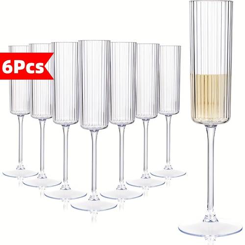 6pcs acrylic flutes unbreakable goblet glasses reusable toasting cups modern elegant for wedding party anniversary christmas birthday