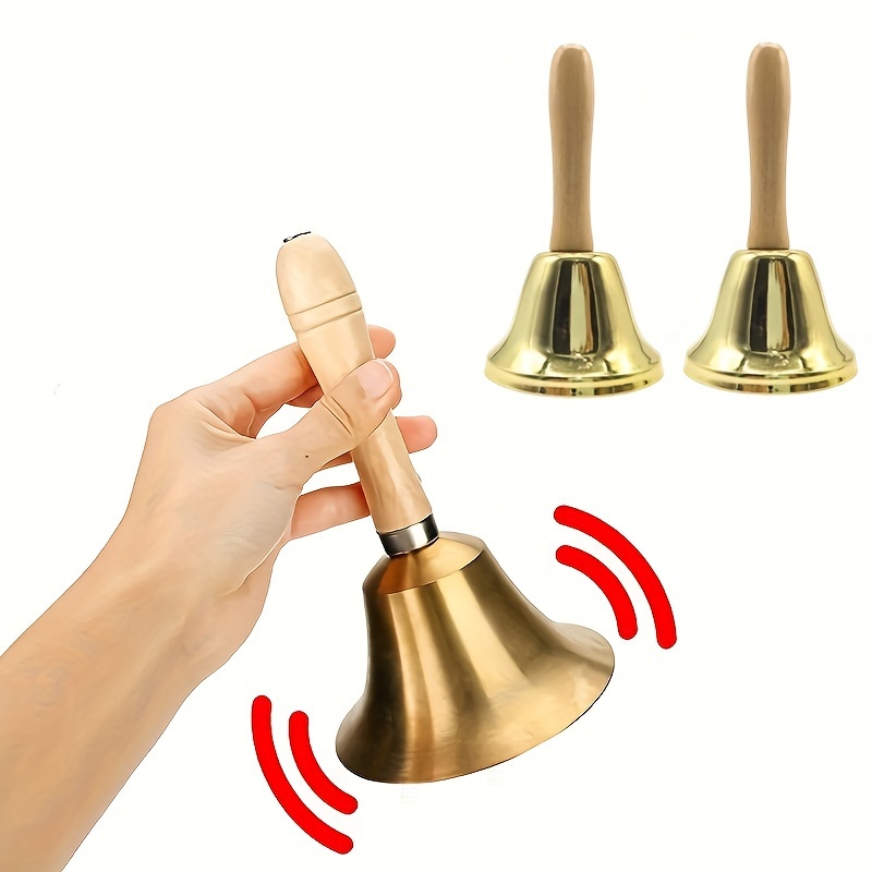 

Christmas Hand Bell With Wooden Handle - Metal Doorbell For Holiday Decor & Party Supplies, 1pc