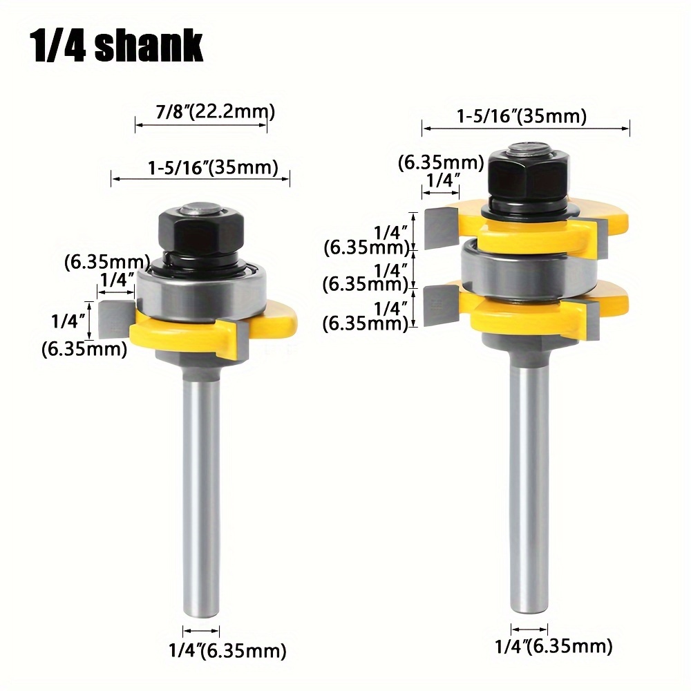 TEMU 2pcs Tongue And Groove Router Bits Set, 1/4