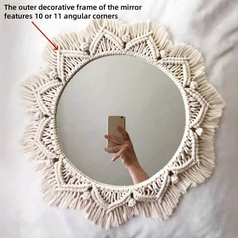 Round Mirror Decorative Mirrors Aesthetic Room Decor Hanging Wall Mirror For Bedroom Living Room House Decoration(the Outer Decorative Frame Of Features 11 Angular Corners)