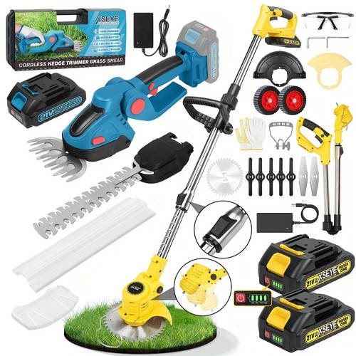 cordless hedge trimmer with battery 2 0 in 1 21 shears handheld electric shrub trimmer kit for garden yard and lawn charger included