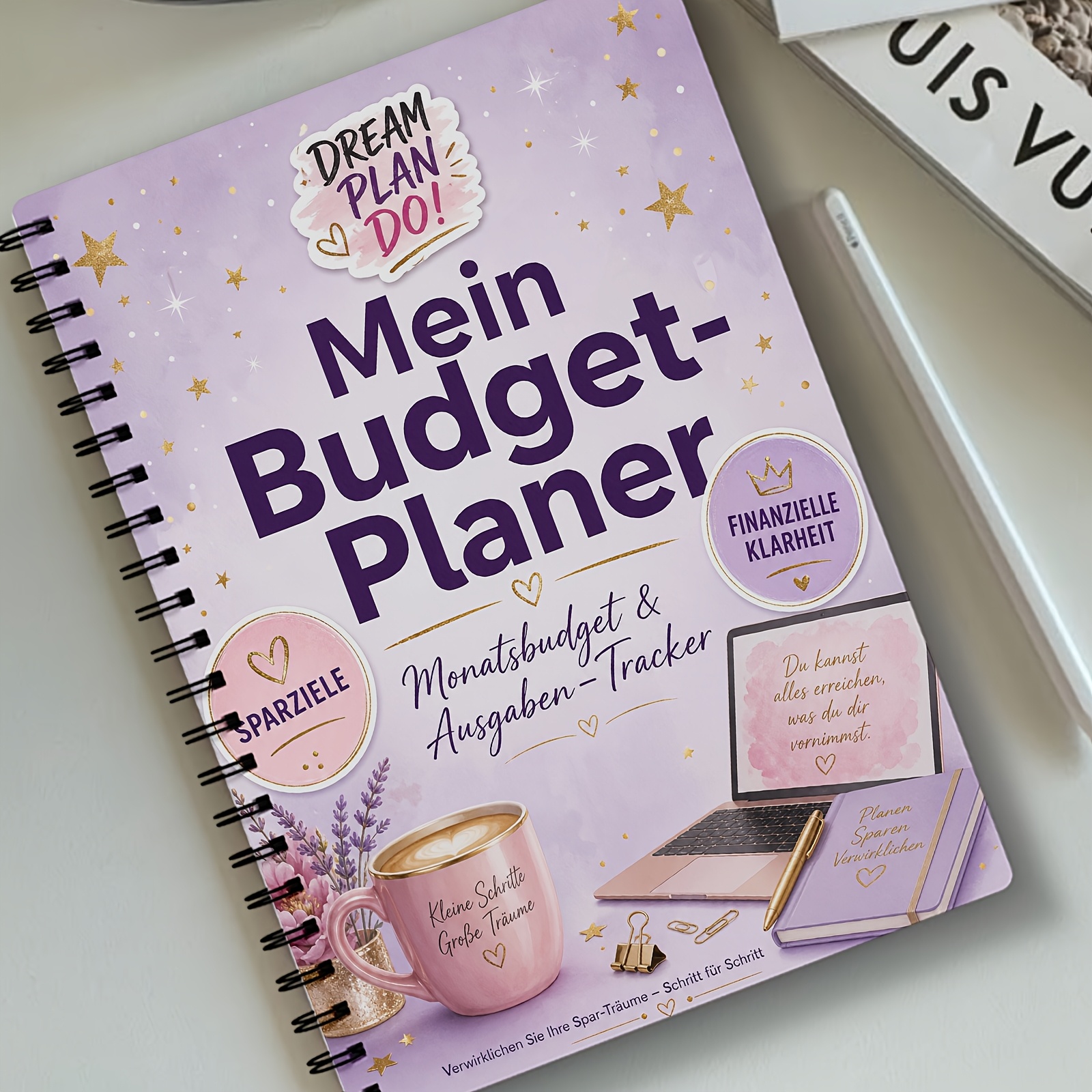 Image of German Edition Budget Notebook With Spiral Binding - A5 Financial Planner Suitable For Use, Monthly Expense , Debt Repayment Planner, Bill & Savings Goals For Family Budgeting, Compact Journal
