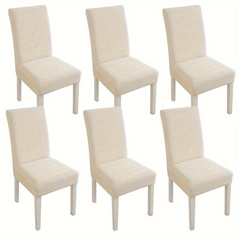 Image of New Jacquard Chair Cover, Thickened Elastic Fabric, All-wrapped Chair Cover 2/4/6 Set Of Dining Chair Set, Suitable For Hotel, Restaurant, Family Dining Table And Chair Set