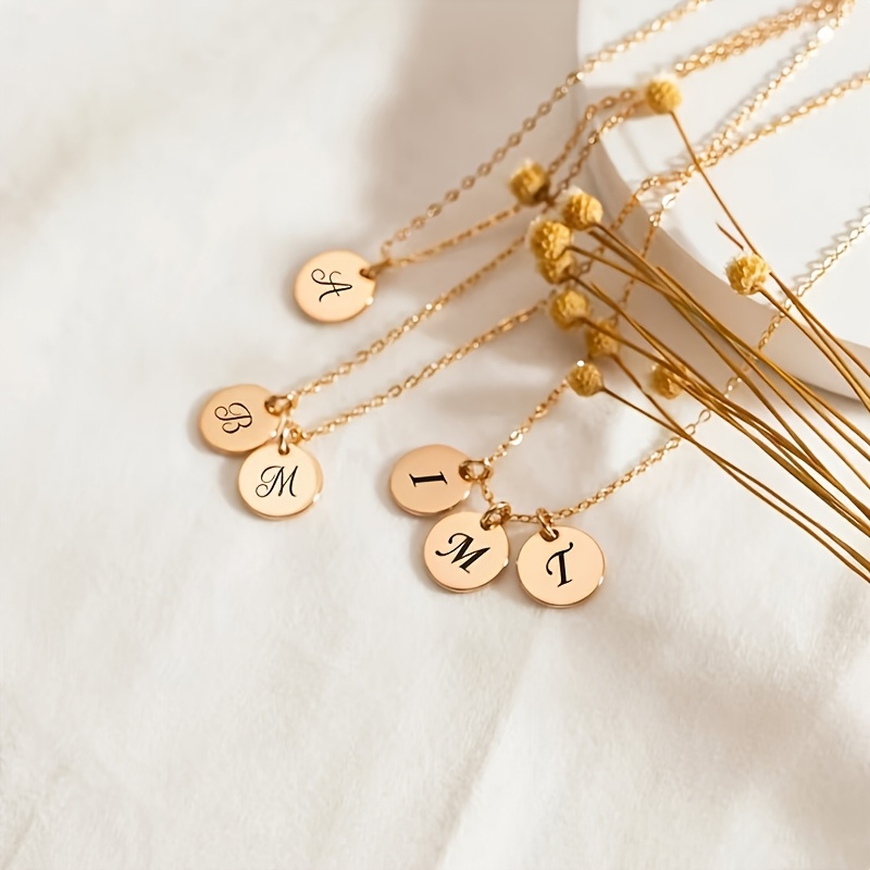 

Quality, Multiple Tag Necklace, Personalized Letter Family Necklace Custom Initial Pendant Coin Necklace For Mom Grandma Family Gift