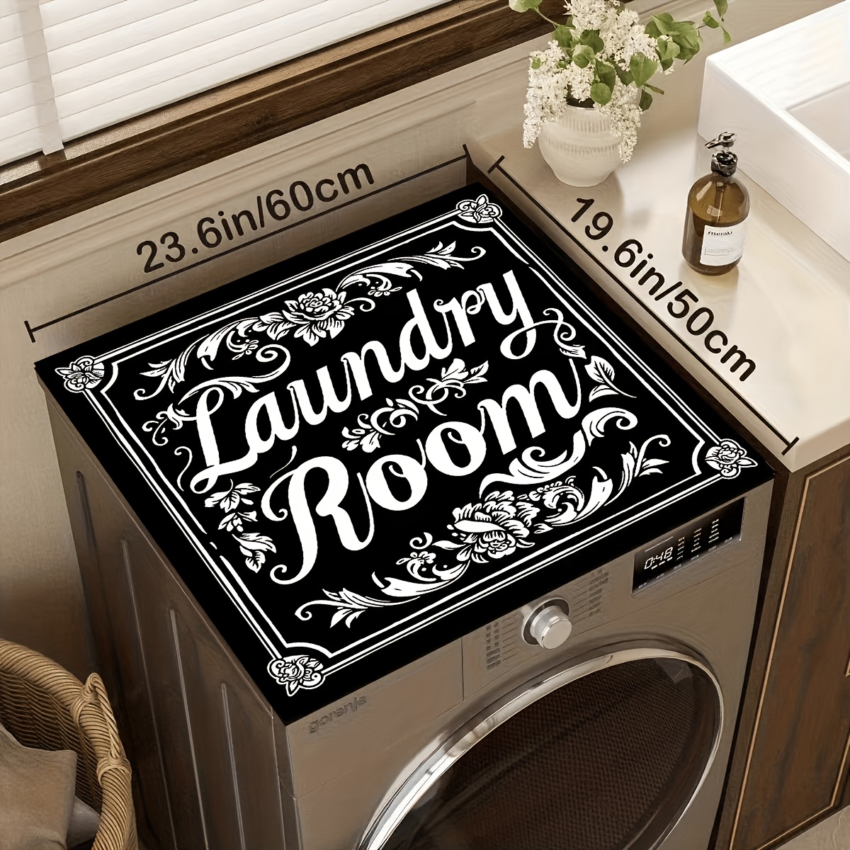 TEMU 1pc Non-slip Washer And Dryer Mat - 23.6x19.7 Inch Laundry Mat, Heavy-duty Base Suitable For Washers/dryers, Easy-to-, Suitable For Front/top