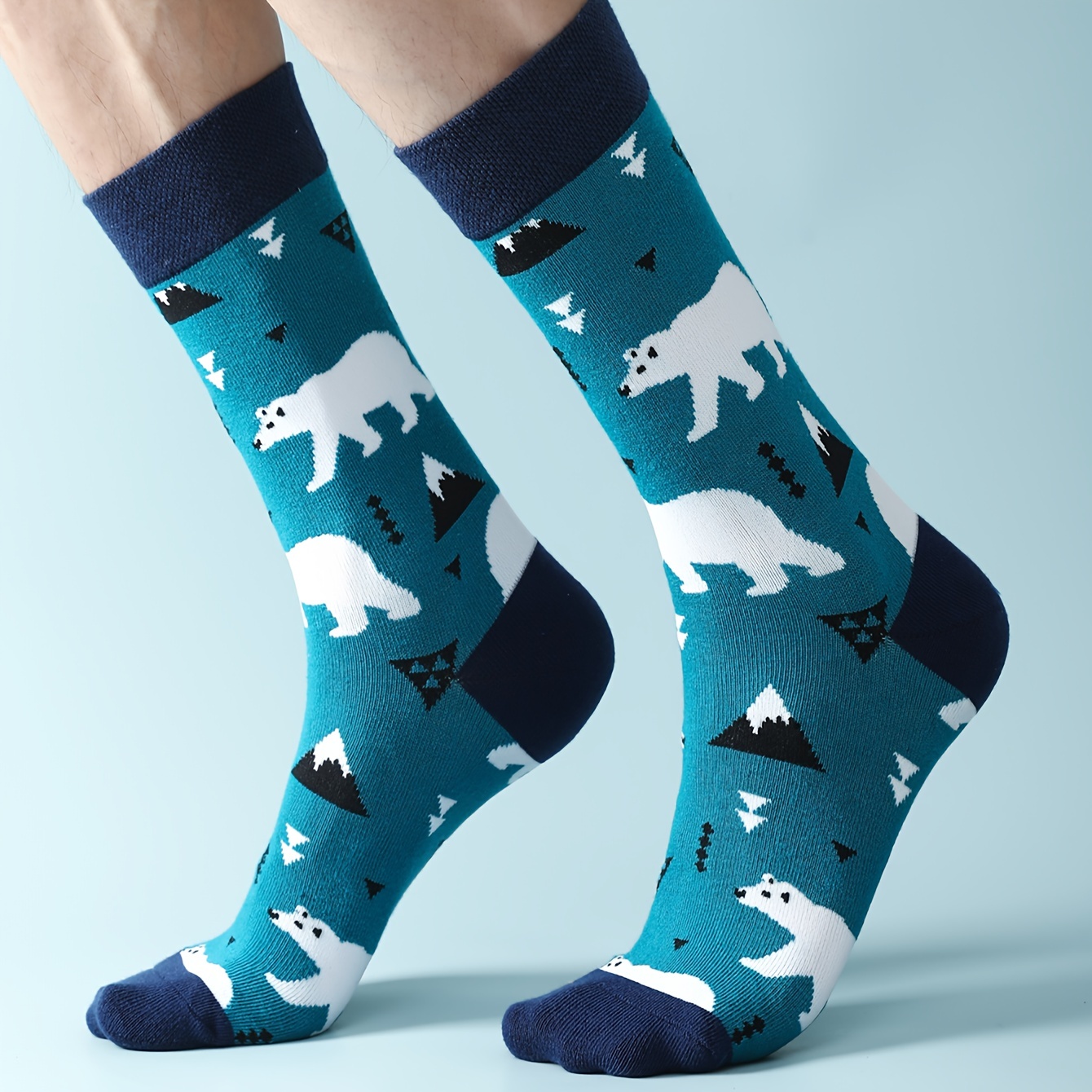 Men's Mid-Calf Fun Antarctic Penguin Pattern Socks