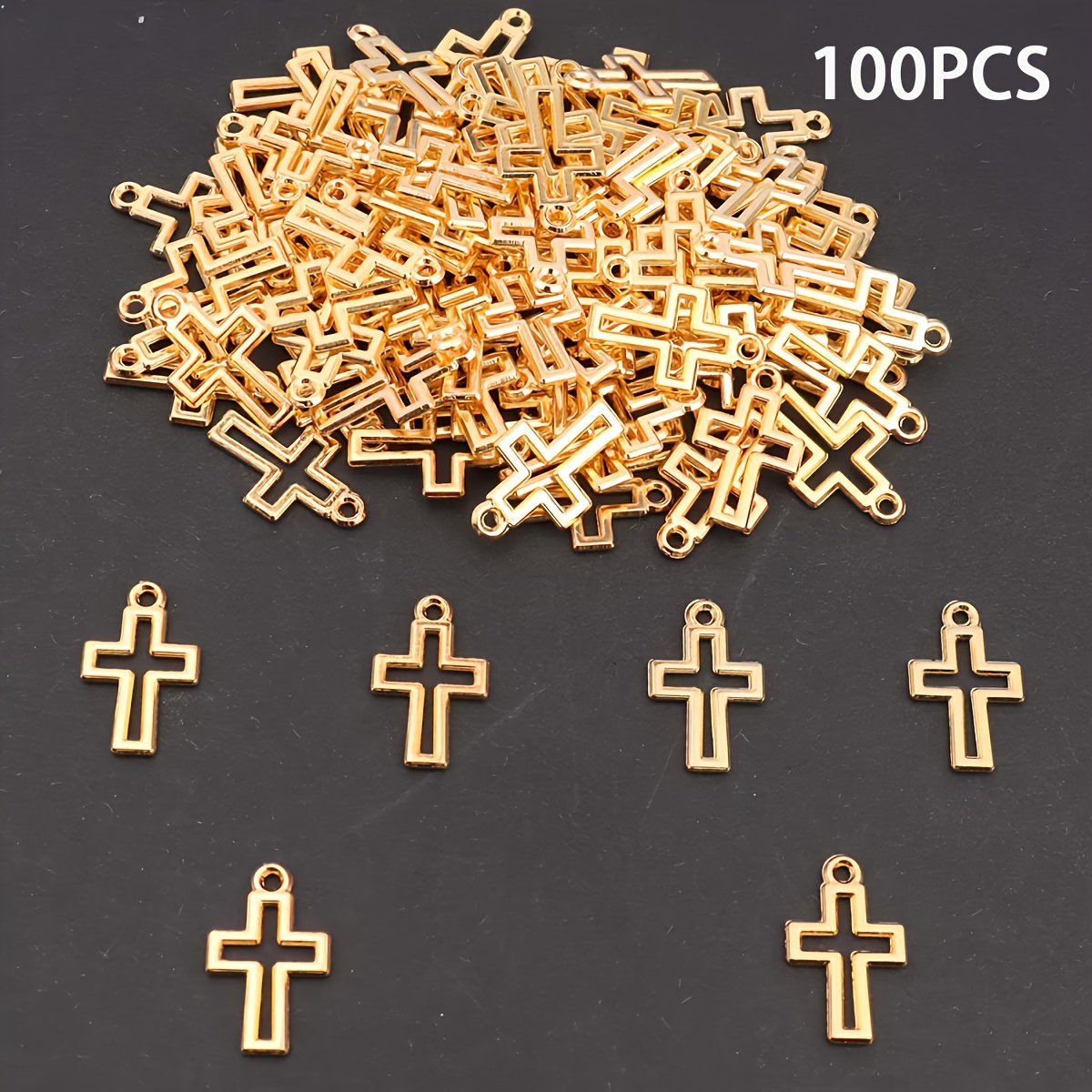 100pcs Mini Cross Pendants - Easter Alloy Charm Beads For Making, Necklaces, Bracelets, Earrings, And Keychains - Craft Accessories