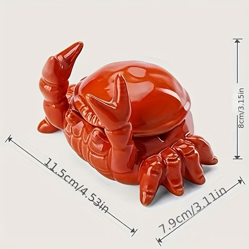 cute crab ashtray with lid fly proof non electric smoking tray decorative tabletop decor for home office bar perfect durable ceramic construction office accessory whimsical design glossy unique shape Product details 4