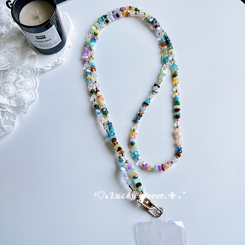 1pc Fashion Multicolor Bead Phone Chain Trendy Women's, Hanging Crossbody Strap, Suitable For Outdoor Anti-theft And Anti-loss Of Phone, Camera And Women's Bag