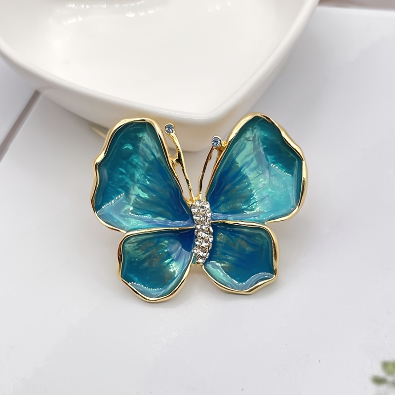 TEMU 1 pièce Broche papillon en émail et strass pour femme