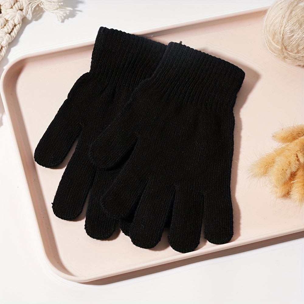 TEMU 1 Pair Of Double-layer Solid-color Thermal Full-finger Gloves, Unisex, Essential For Fall/winter Outdoor Cycling