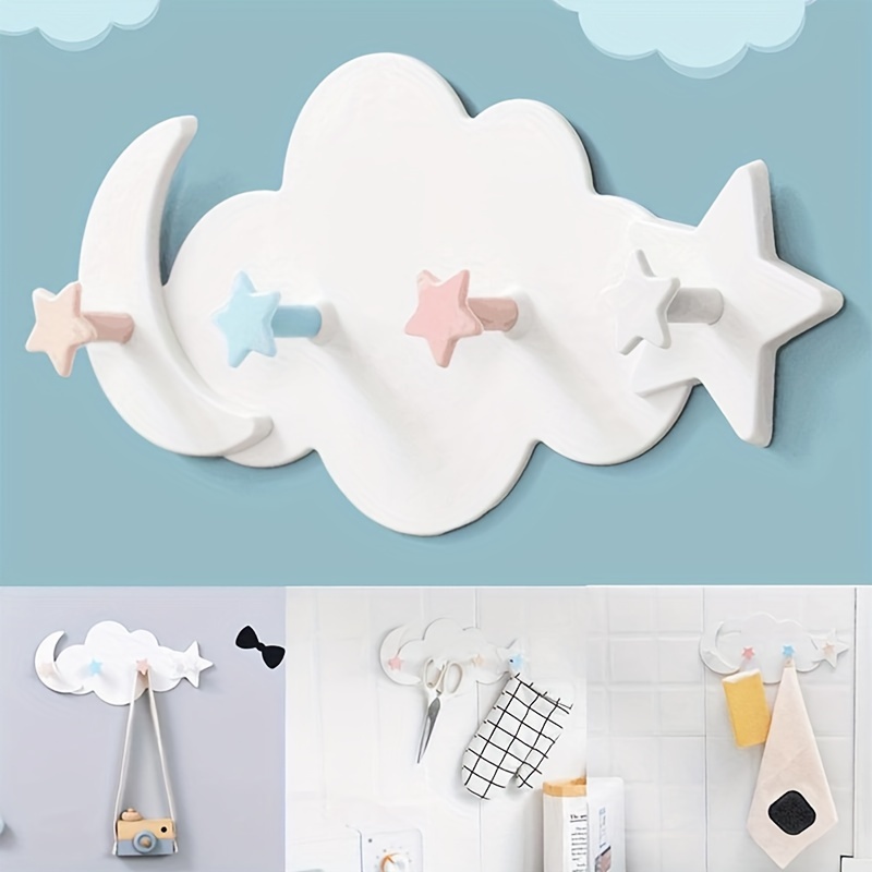 DIY Cloud Moon Wall-Mounted Hooks for Room Decoration