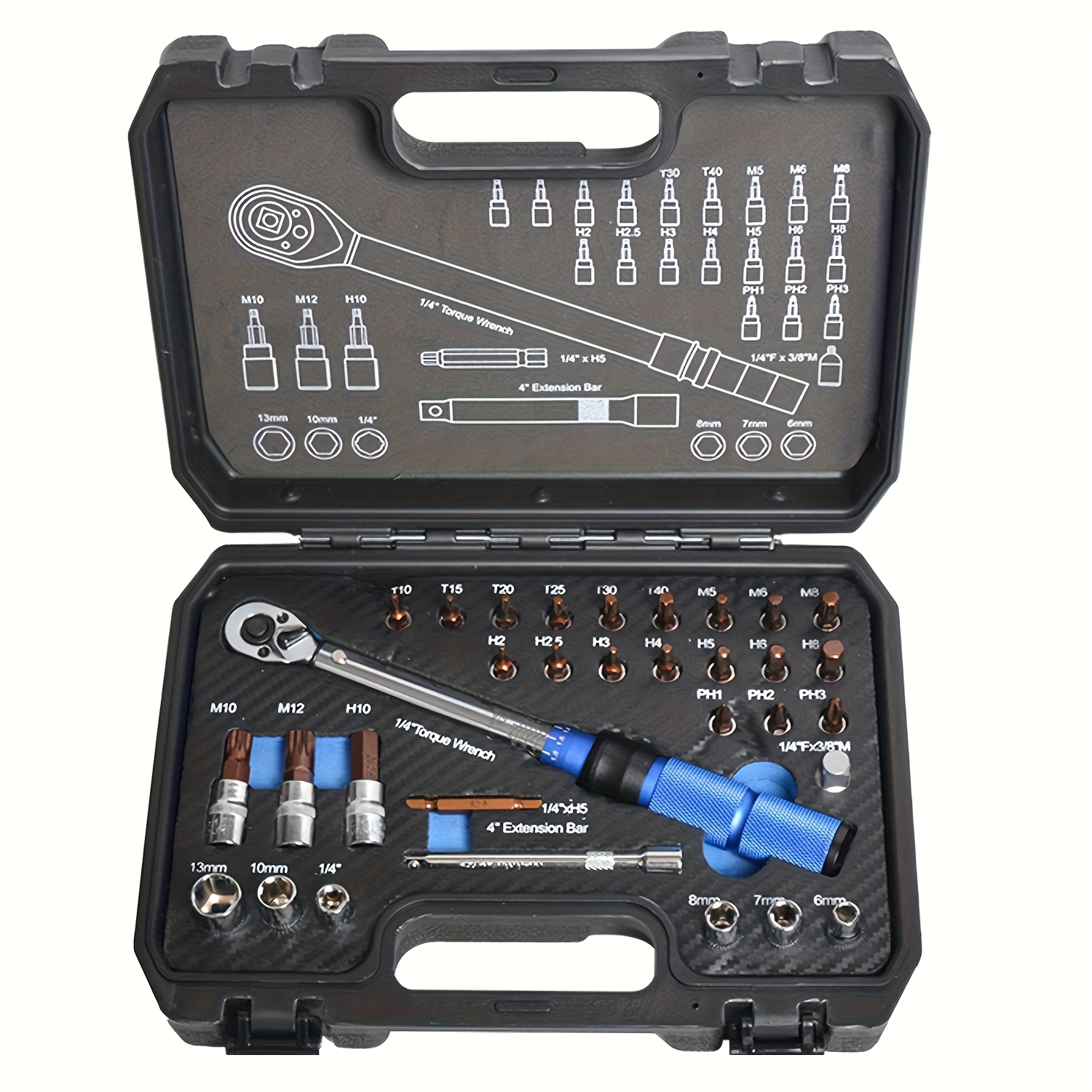 32pcs Torque Wrench Set, 1/4" Drive Wrench With Hex Sockets And Extension Bar, Precision 2 To 24nm Adjustment Repair Tool Kit For Road And Mountain Bikes