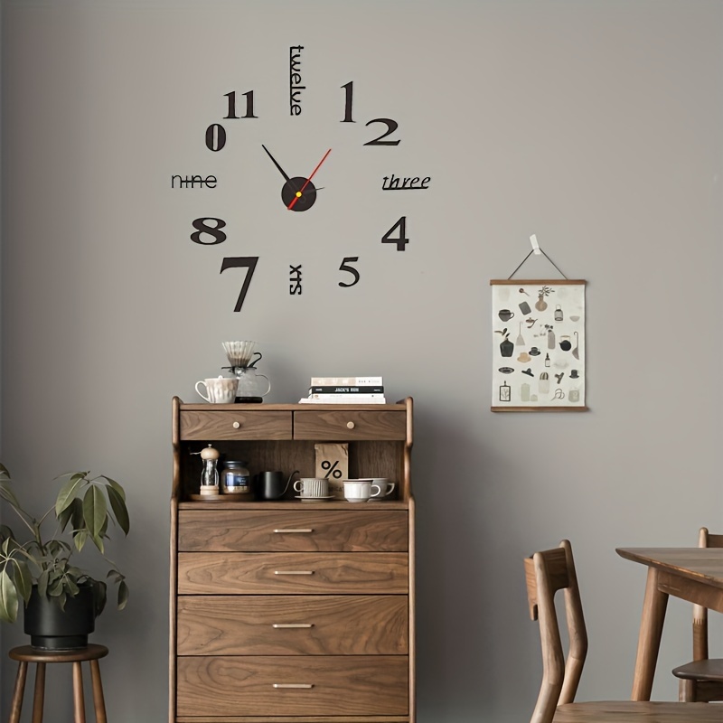 Orologio digitale luminoso europeo fai da te silenzioso orologio da parete  studio soggiorno senza punzonatura orologio adesivo da parete