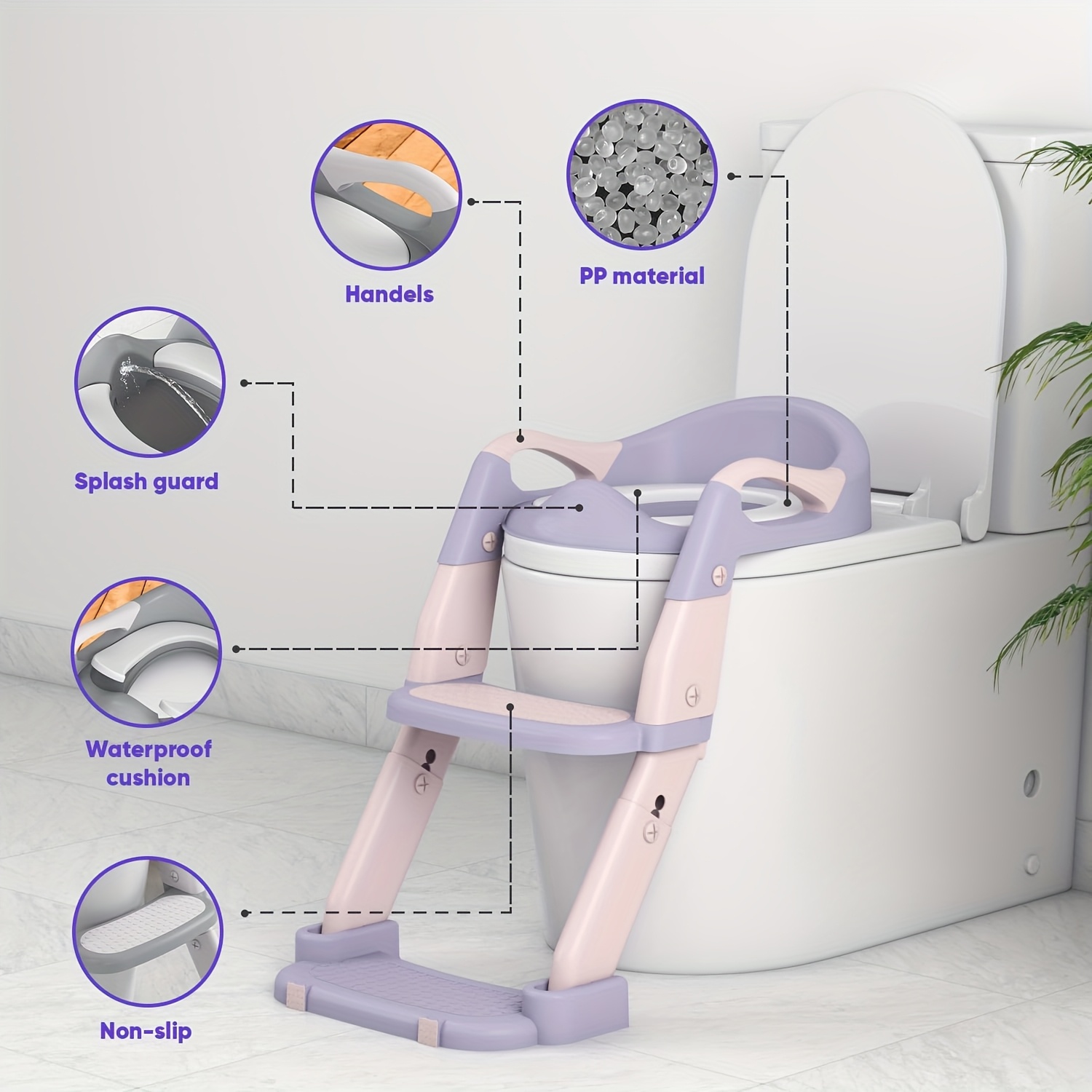 3-In-1 Potty Training Seat with Step Stool - a Foldable Toilet Trainer That Adjusts in Height, Features a Soft Cushion, And Ensures Safety And Comfort, Perfect for Kids And Toddlers, an Essential Item