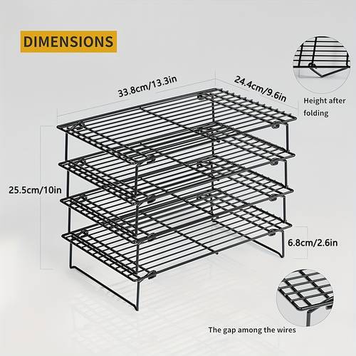 2 4pcs foldable cooling racks non stick oven and dishwasher safe baking grilling outdoor kitchen safe ideal for halloween christmas thanksgiving stackable black