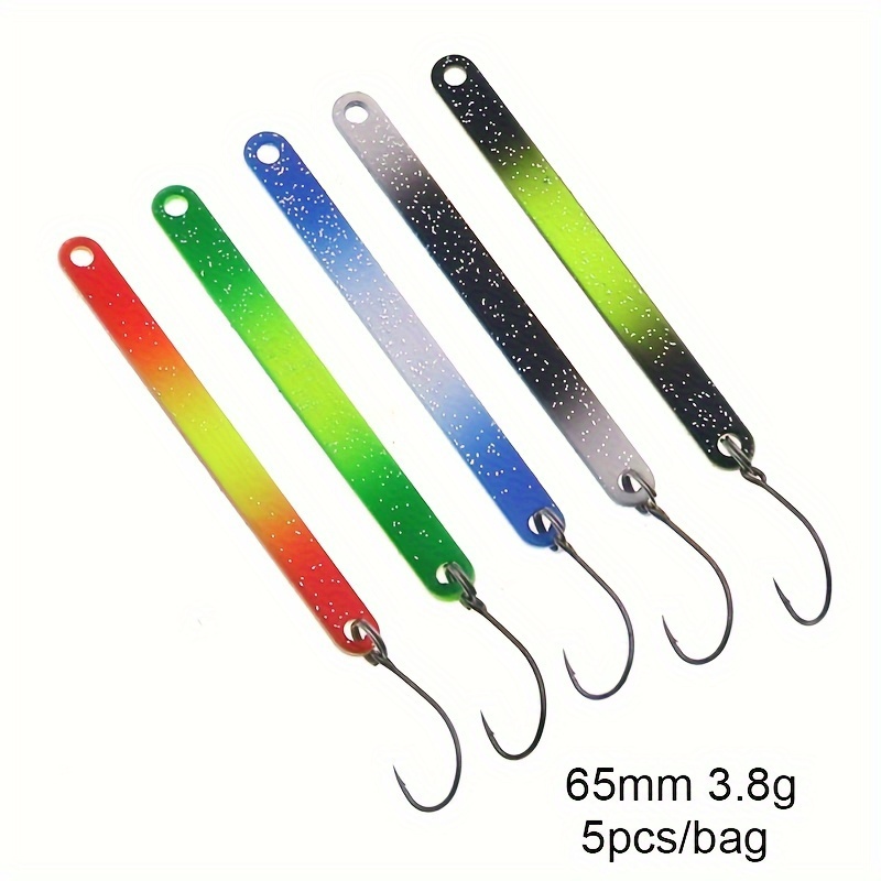 5pcs Trout Stick Ice Fishing Spoon 2.3g 3.8g Colorful Spoon Bait Copper Metal Fishing Lure For Trout Pike Perch