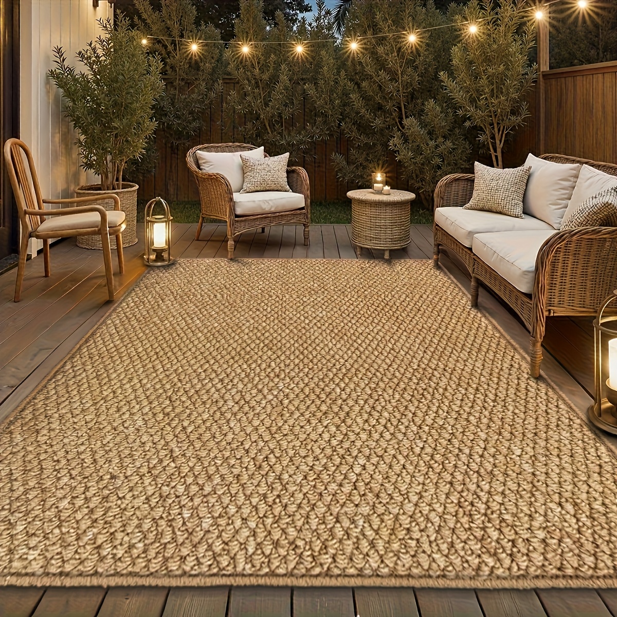 1pc   style brown pineapple texture home outdoor mat rectangular warm terrace courtyard entrance rug balcony deck garden courtyard terrace mat outdoor carpet