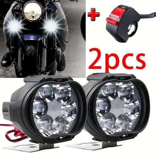 2pcs lamp with 1pc switch motorcycle 6led external lamp 12v maintenance auxiliary with switch high brightness white light bright strong men and women necessary lights