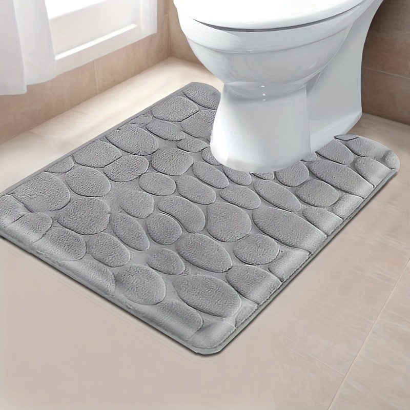 

Washable Knit Fabric Bath Rug With Pebble Design - Quick-dry, Non-slip, Luxury Memory Foam Bathroom Mat, Soft And Comfortable - Ideal For Home Decor, Suitable For Bathroom, Kitchen, Laundry Room - 1pc