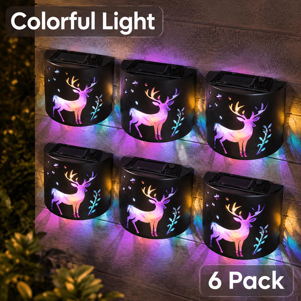TEMU 6/3/1pc Rgb Solar Wall Lights For Outdoor Use, Suitable For Front Yards, Gardens, Courtyards, Patios, And Stairwells. Gate Railings, Fence