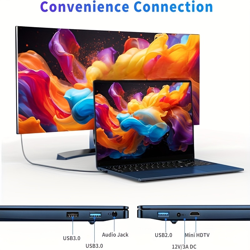 FUNYET 16-inch Gaming Laptop, 16GB RAM 1TB SSD, N150 Processor, FHD 1920 * 1200, 180 Open Angle, Backlit, BT4 WIFI5, Backlit Keyboard, Blue, Gray