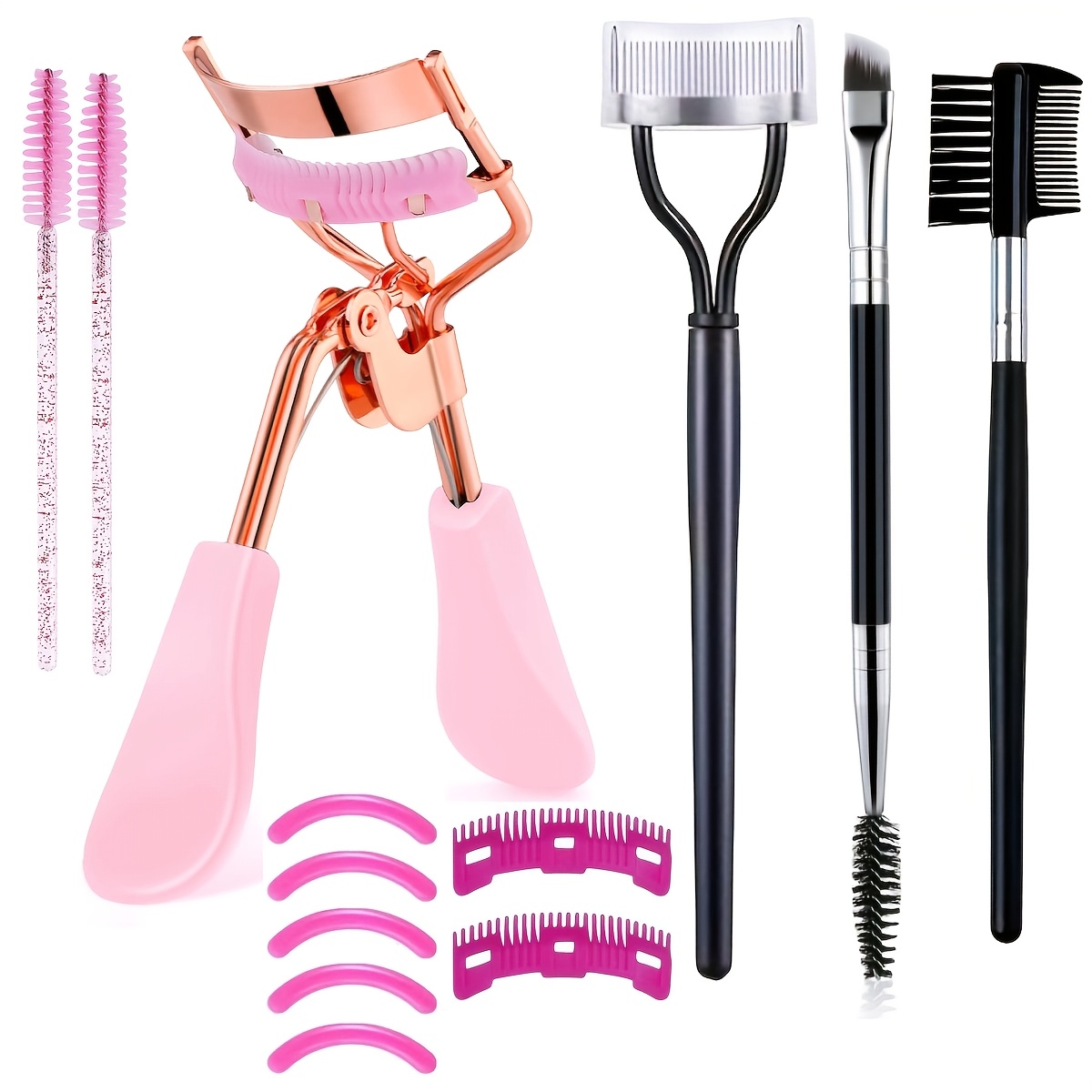 

[10/13pcs Eyelash & Brow Care Kit] 10pcs/13pcs Eyelash And Brow Care Kit, Portable Lash Curler Set With Separator, Brushes, Angled Brow Brush, Replacement Combs, No Fragrance, Manual , Battery-free