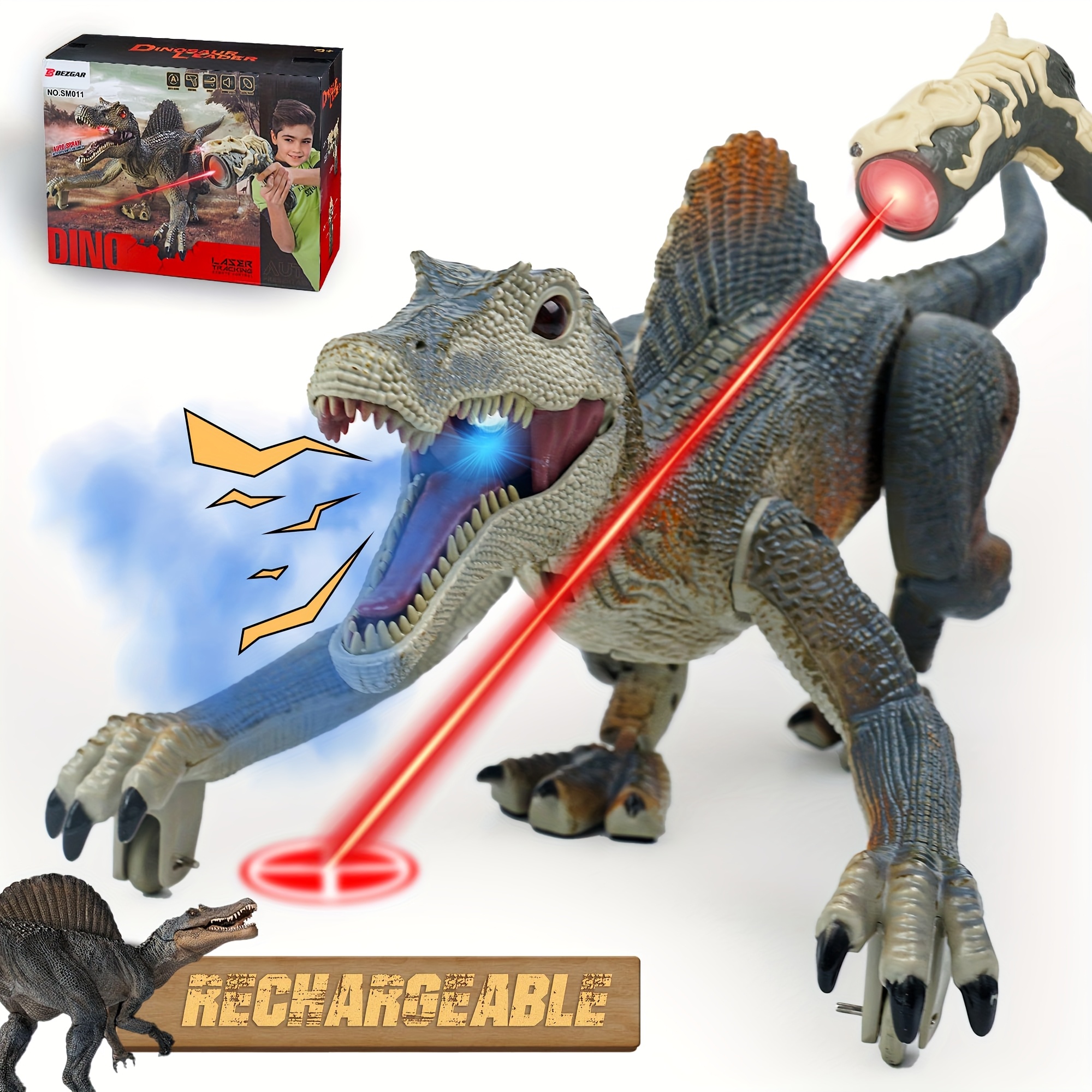 Interactive Jurassic Robot - Spinosaurus RC Toy With Spray, Premium Quality With LED Lights, For Boys 3+ Years