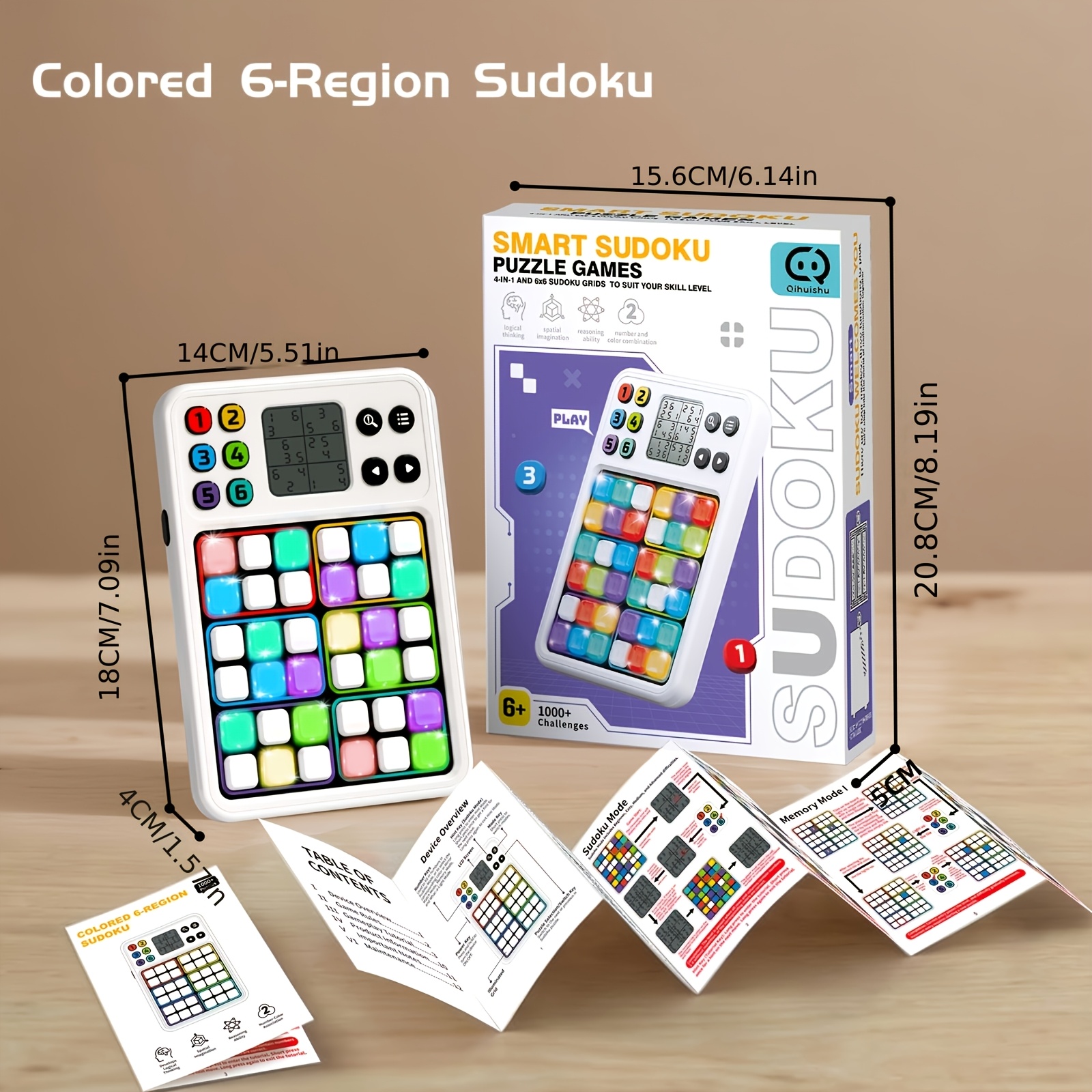 This Electronic Device Features 4 (sudoku, Memory, , And Reaction Game) With Over 1000 Levels Designed To Enhance And Concentration. It Includes Sound And Lights, Puzzle Games