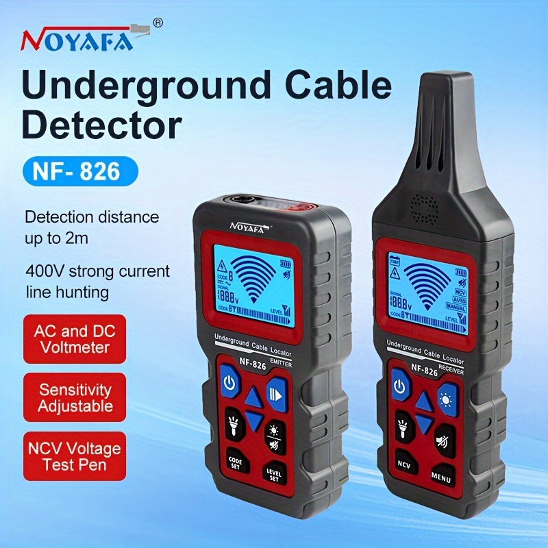 NOYAFA NF-826 - Probador de cables subterráneos, localizador de circuitos,  detector de tubos de metal, herramienta de rastreador de cables, detecta