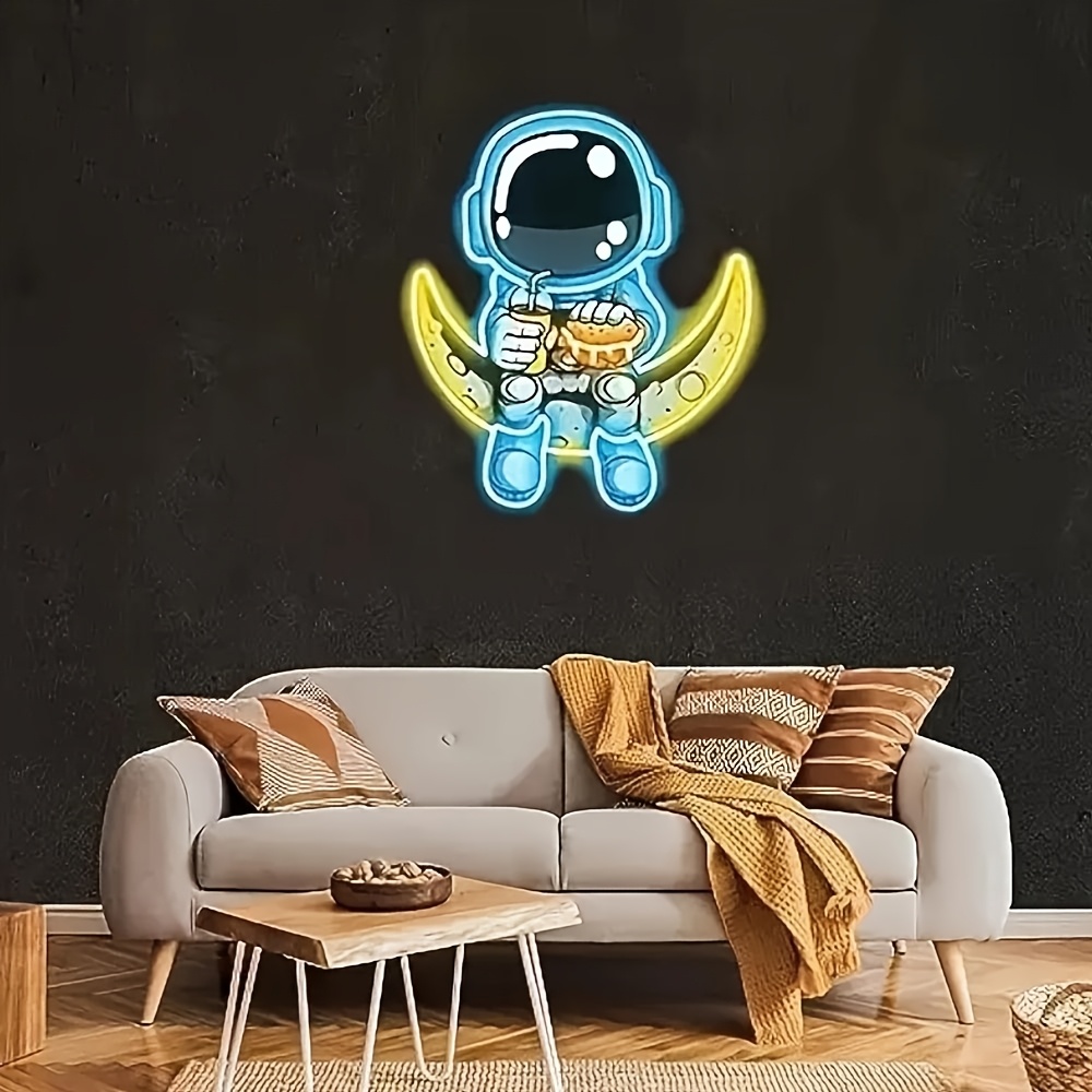 Enseigne Néon LED "Astronaute Livre" - Décoration Murale Chambre, Bureau, Soirée (alimenté USB)