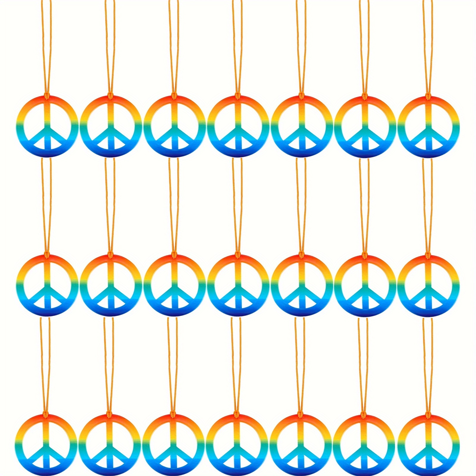 20 Pack Rainbow Peace Sign Pendant Necklaces