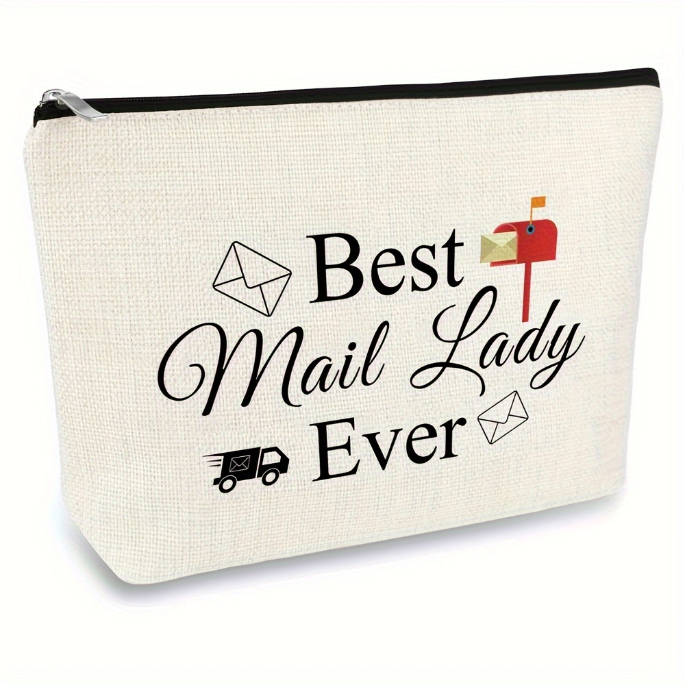 

Best Ever" Canvas Makeup Bag - Polyester Cosmetic Pouch With Mailbox & Truck Design - Ideal Appreciation, Birthday, Or Retirement Gift For Women Postal Workers, Gifts, Winter, New Year