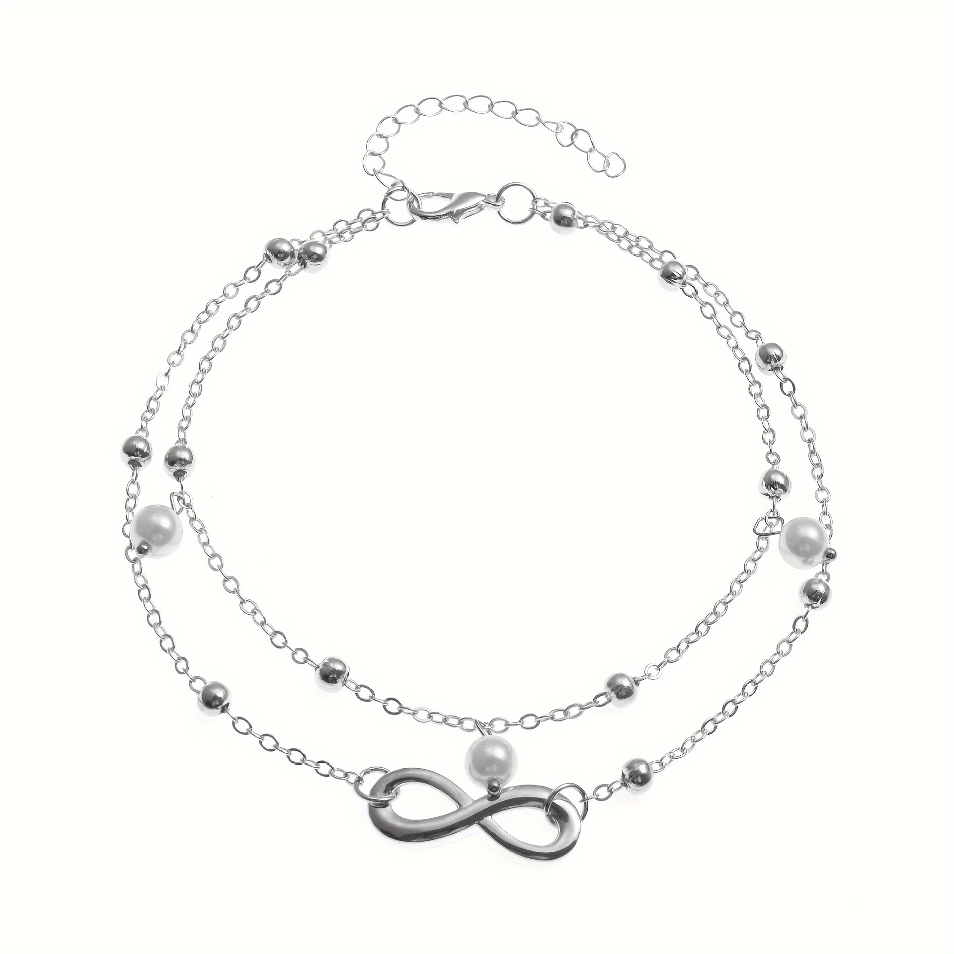 Random Bead 1pc Women' Layer Figure-8 Anklet