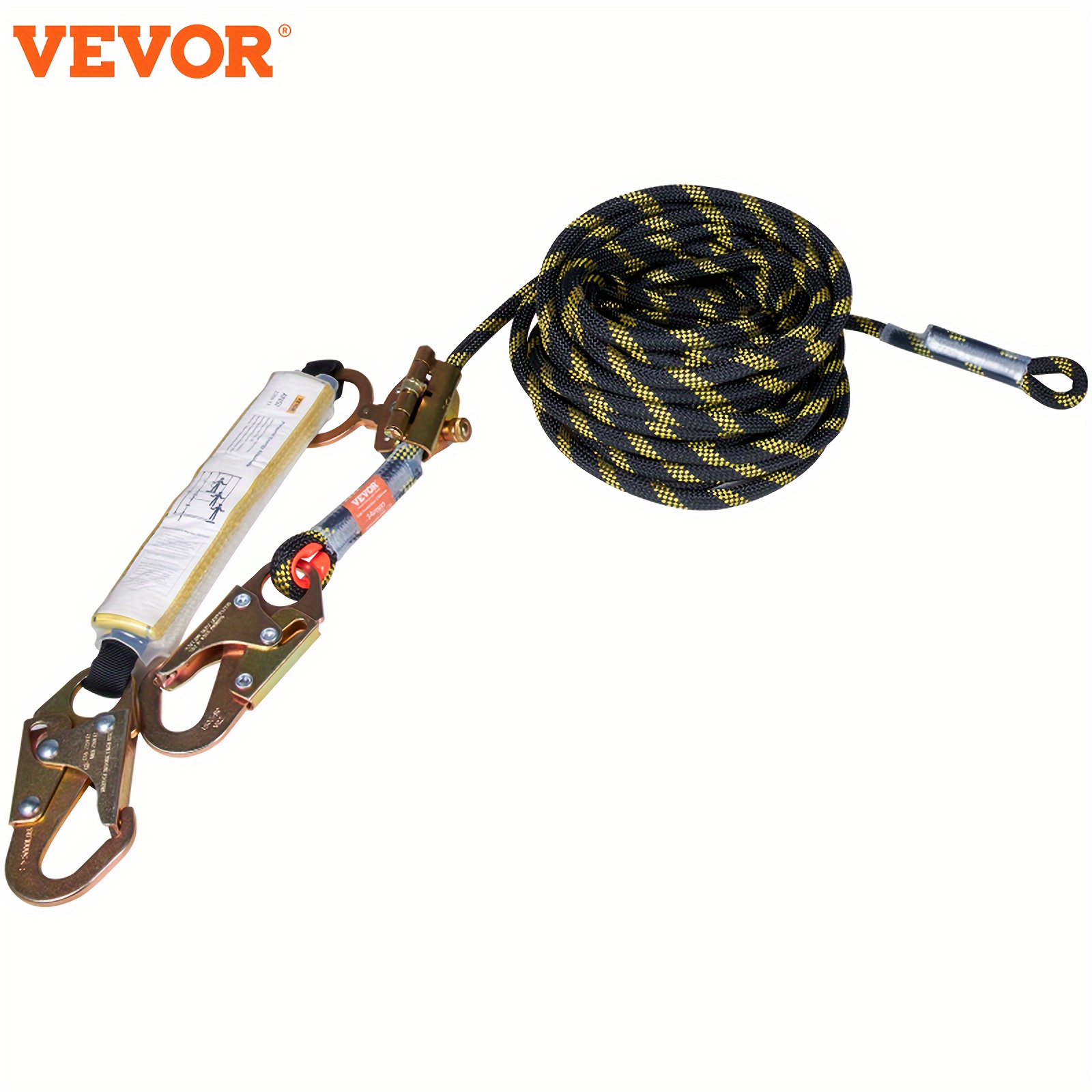 

Vevor Vertical , 0.55'' X ' Fall Protection Rope With 30 Kn Breaking Tension, Polyester Roofing Rope With Steel Snap Hooks, Rope Grab, And Shock , Ansi