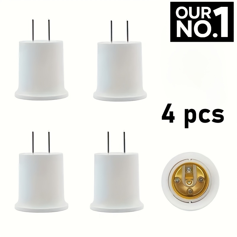 

4pcs Of E27 White Socket Adapters, Dual Plug Converter, From Lamp Holder Interface To Socket, Socket Converter, Plug-in Lamp Holder, Dual Plug Socket Adapter.