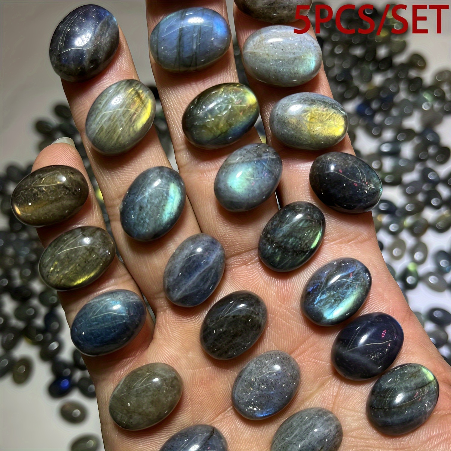 

Handheld Natural Labradorite Eggs: Gemstone Jewelry Components For Diy Beading And Crafting