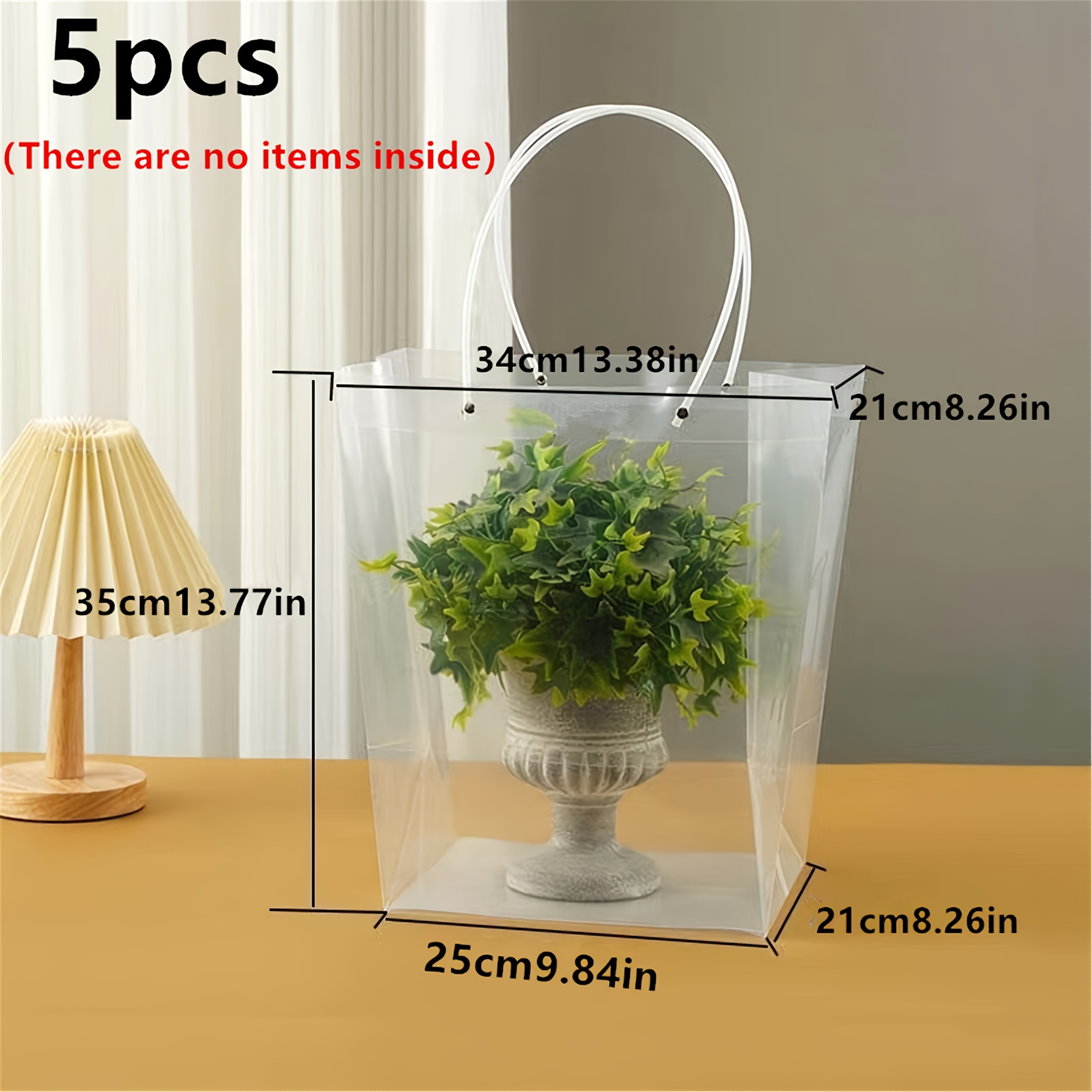 E-shop 5er-Set transparente Geschenkbeutel aus Kunststoff mit Griffen, geeignet für Hochzeit, Valentinstag, Party und Feiertagsverpackung