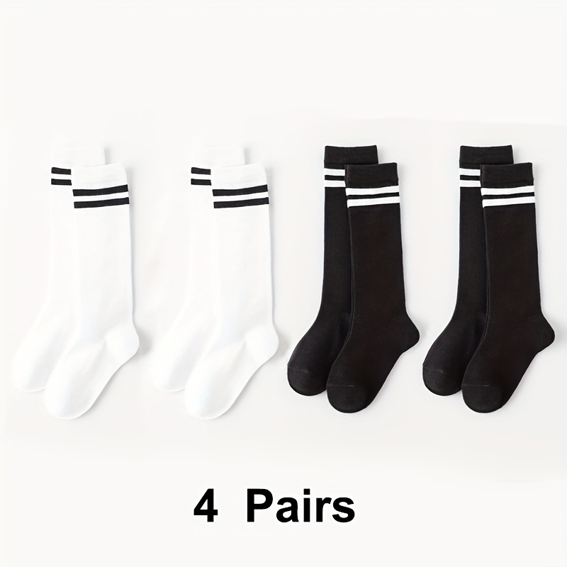 4-pack Mid-calf Socks For Girls, Baby Dance Socks, Spring/summer Comfortable Breathable Thin Simple Versatile Children's Socks
