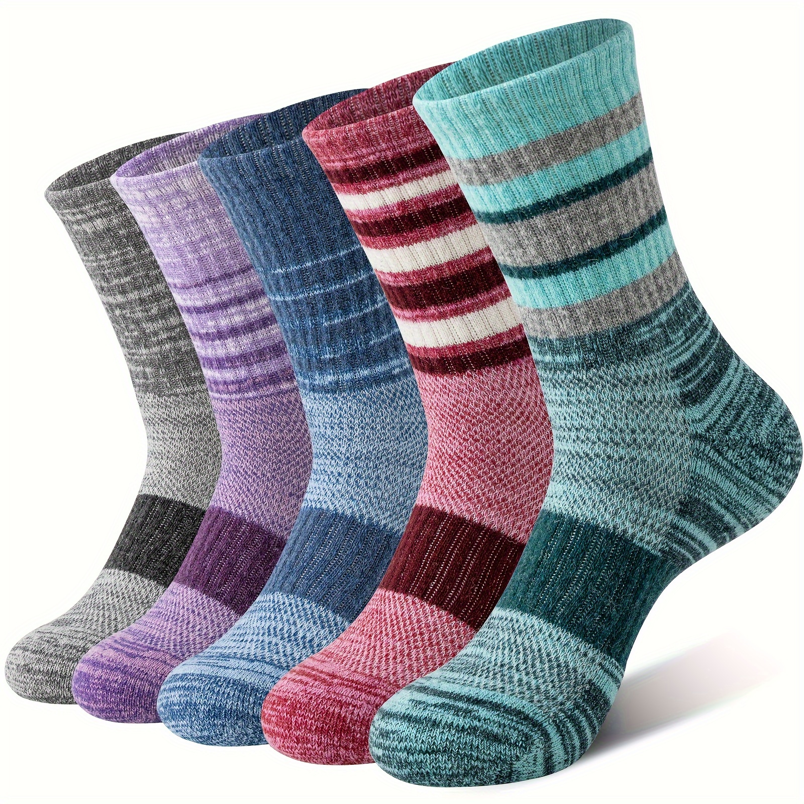 

5 Pairs Merino Wool Hiking Socks For Women & Man Support Sweat Absorbing Breathable Thick Cushion For Festival Gift Sock