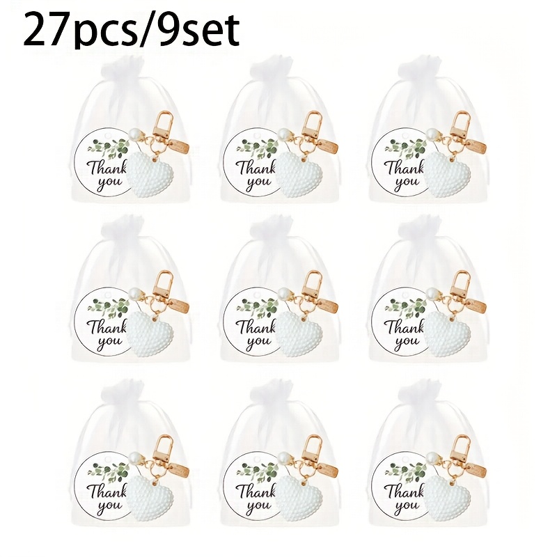 E-shop 27-teilig/9-Set Große Herzförmige Kunstperlen-Schlüsselanhänger, - Schlüsselaccessoires, Party- Hochzeitsgeschenke, Besondere Geschenke für