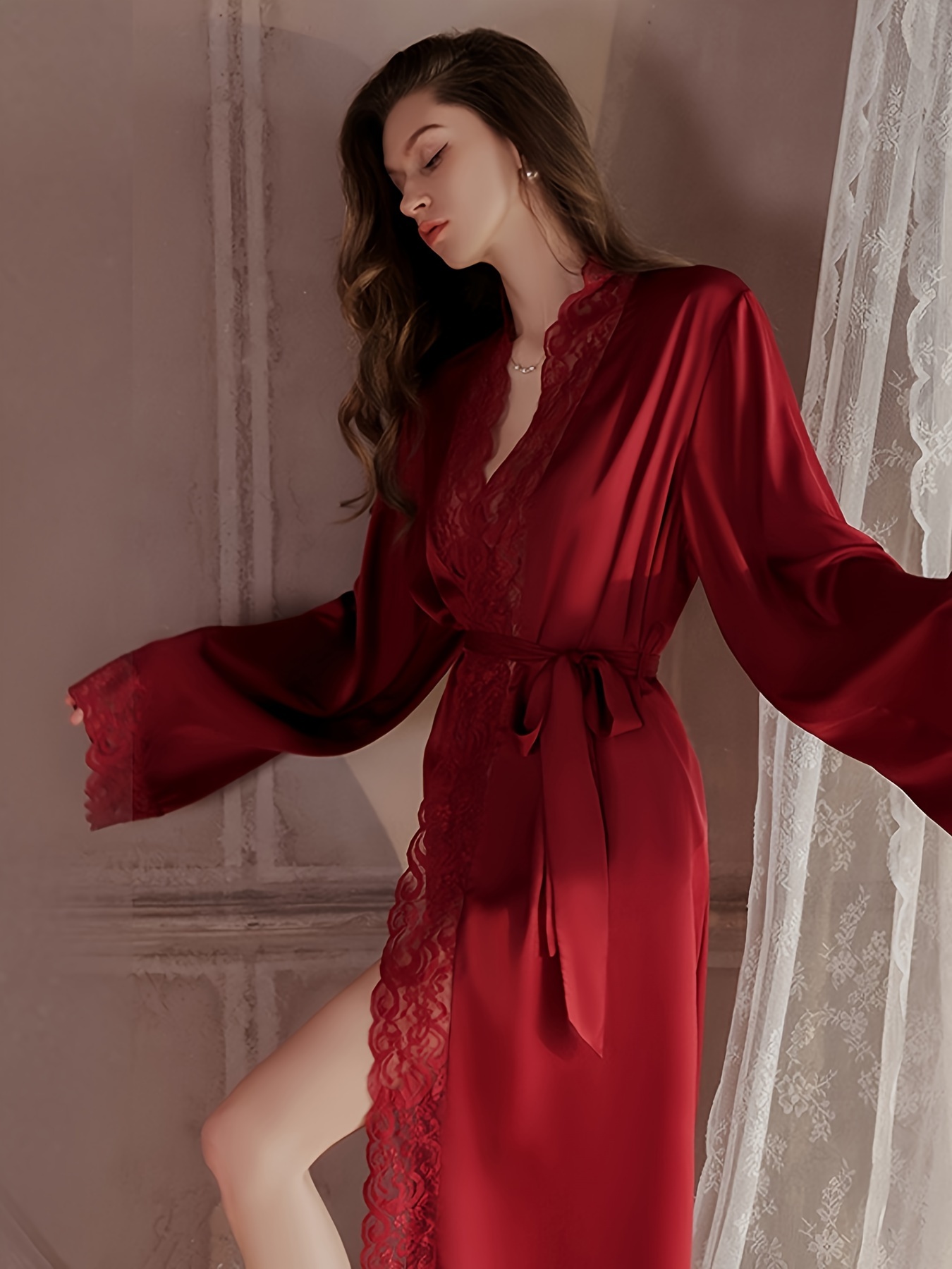 eleganti pigiami in pizzo bordi abito maniche a - Temu Italy, image size:800x1067