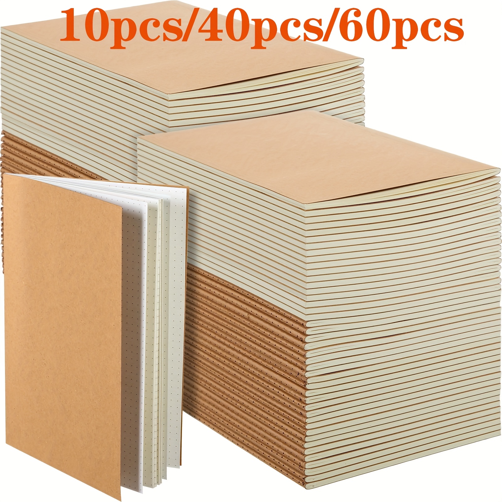 10pcs 40pcs 60pcs a5 brown   notebooks 8 3x5 5   page diaries   dotted ruled ideal for   camps travelers office supplies perfect christmas   journaling blank page notebook dotted ruled notebook 0