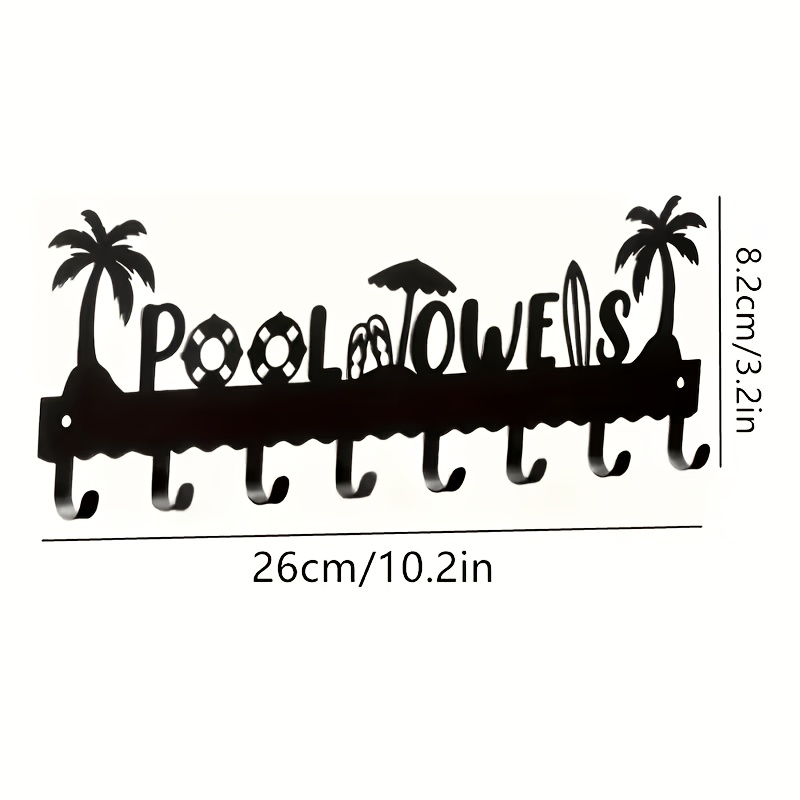 TEMU Wall-mounted Shelf With Powder-coated Rustproof Frame - Tree & Parasol Design Storage Shelf Suitable For Bathrobes, Swimwear, Pool Accessories -
