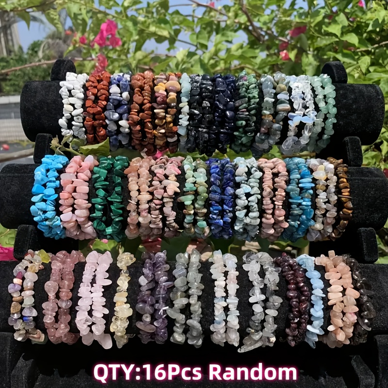 16pcs Bohemian Handmade Beaded Random Bracelet Set - Bracelets With Assorted Beads, Elegant Design For Casual Wear Or Gift , Casual Accessory|vibrant Bracelets|natural Stone Beads